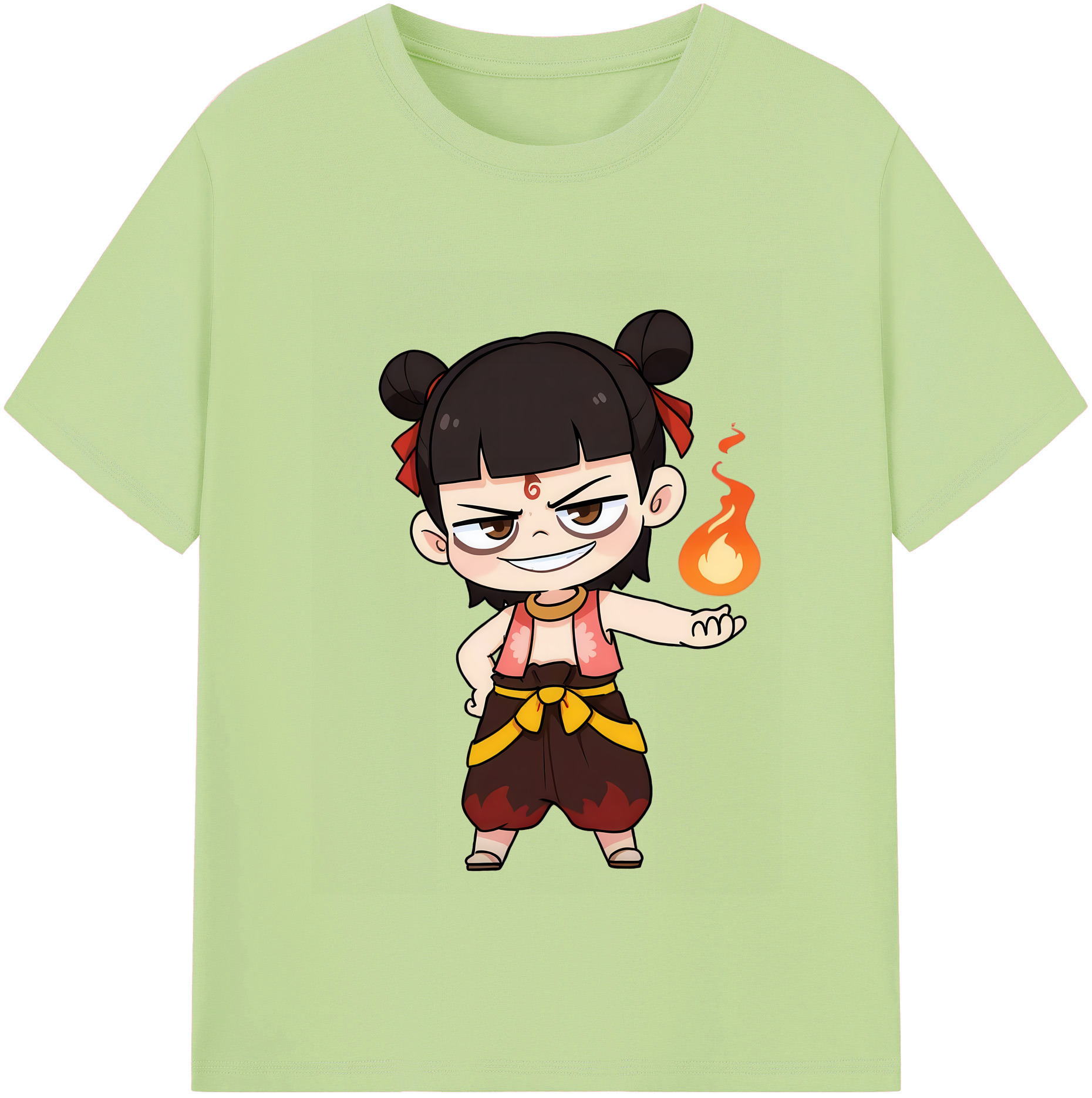 （画像用） Ne Zha 2 ナタ 魔童の大暴れ 綿100％半袖Tシャツ（フロントプリント）